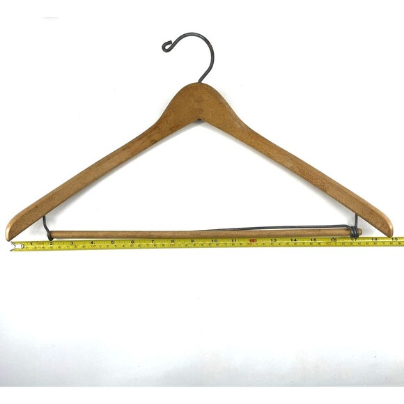 3 Ct VTG WISHBONE Wishbone-Shaped Wood Coat Suit Hangers Locking Pants Bar - Picture 8 of 13